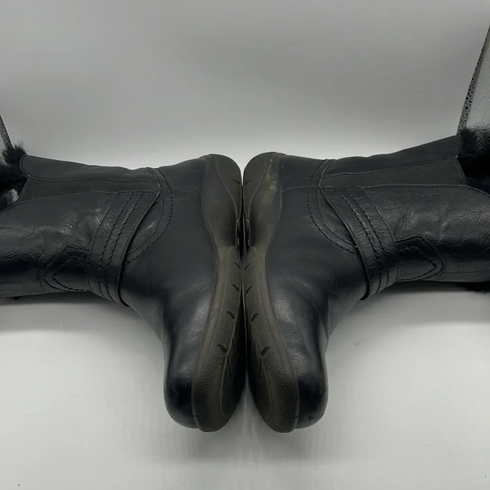Obeo - Zoey Leather & Sheepskin Black Women's Black warm Ankle Boots Sz 7